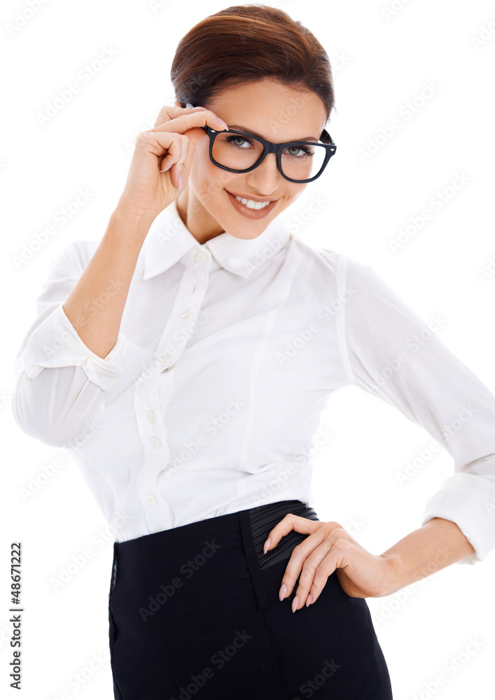 Smiling brown-haired woman, posing Smiling brown-haired woman, posing