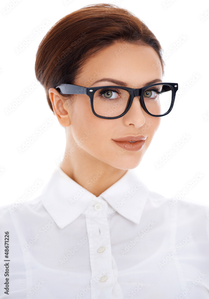 Portrait of beautiful woman in glasses