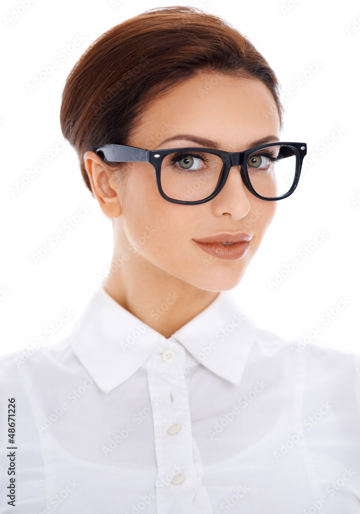 Portrait of beautiful woman in glasses Portrait of beautiful woman in glasses