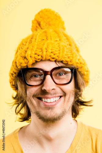 funny man portrait real people high definition yellow background © AILA_IMAGES