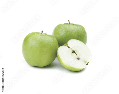 Fresh green apples isolated on white background