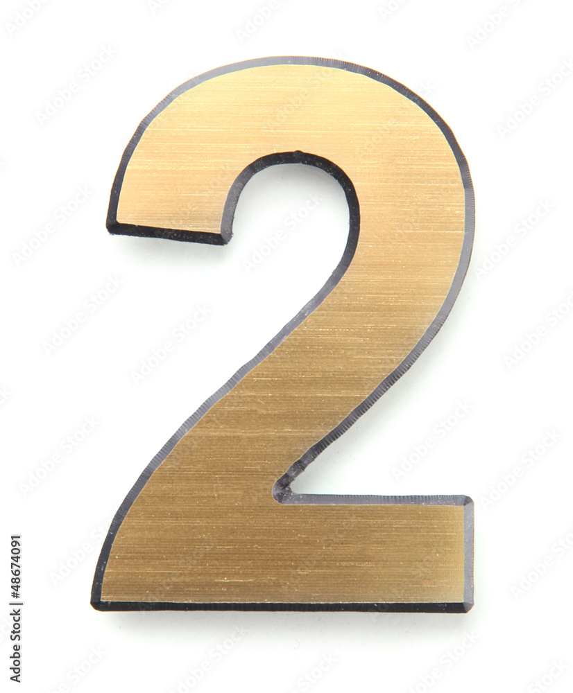 Golden number two, isolated on white Golden number two, isolated on white
