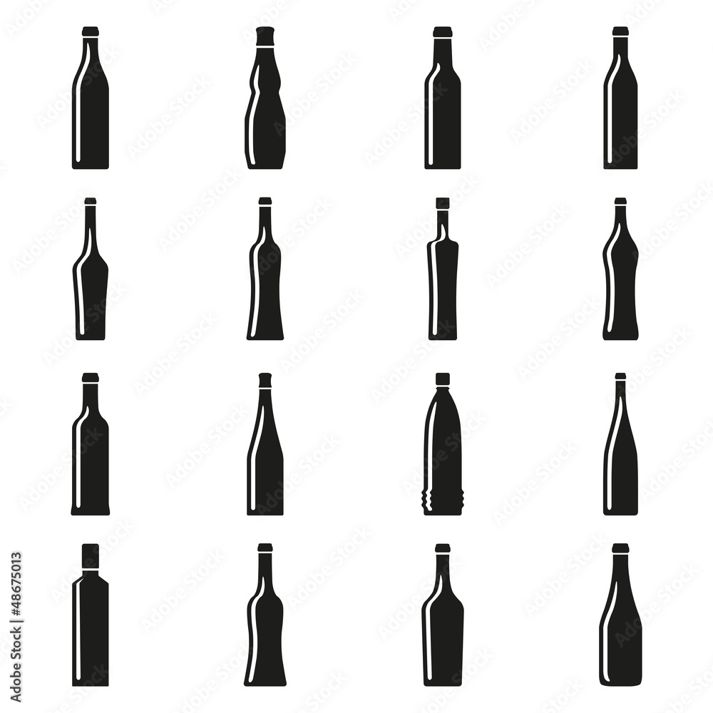 Set of bottles. Vector illustration. Set of bottles. Vector illustration.