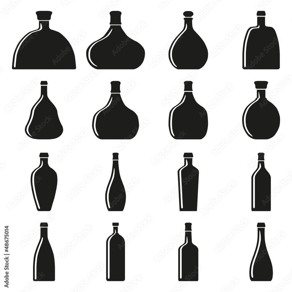 Set of bottles. Vector illustration. Set of bottles. Vector illustration.