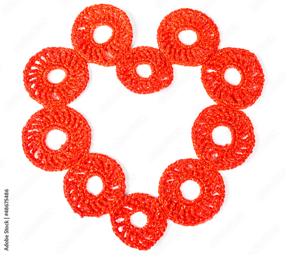 Knit a heart on a white background Knit a heart on a white background