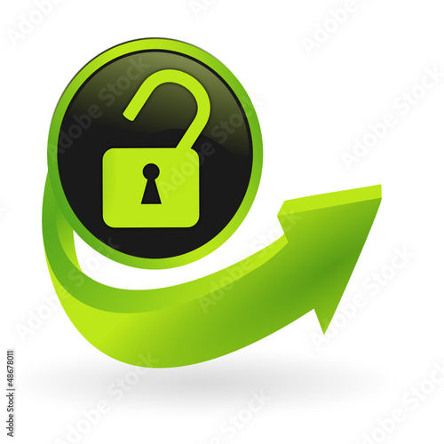 bouton cadena ouvert flêche verte