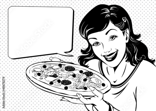 Vintage pizza girl