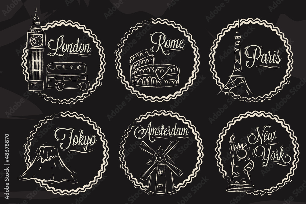 Icons with world citi 2