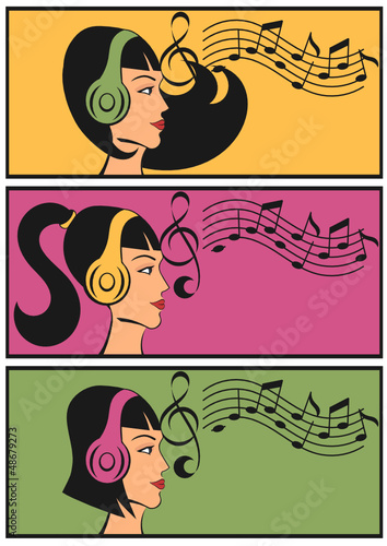 profile of a girl with headphones