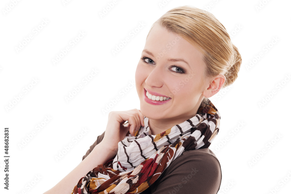 Cheerful woman with autumn scarf Cheerful woman with autumn scarf
