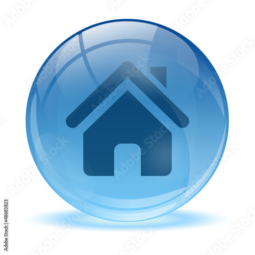 3D glass sphere home icon