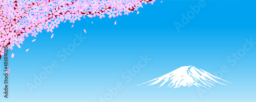 Fuji Mt. with Cherry flowers, vector file