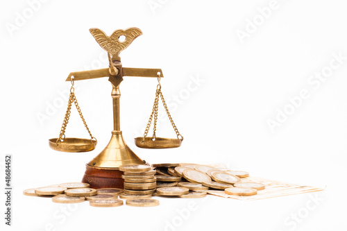money and scales of justice