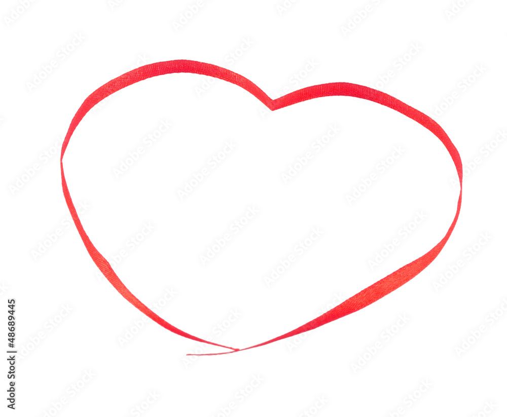 red heart ribbon isolated on white background red heart ribbon isolated on white background