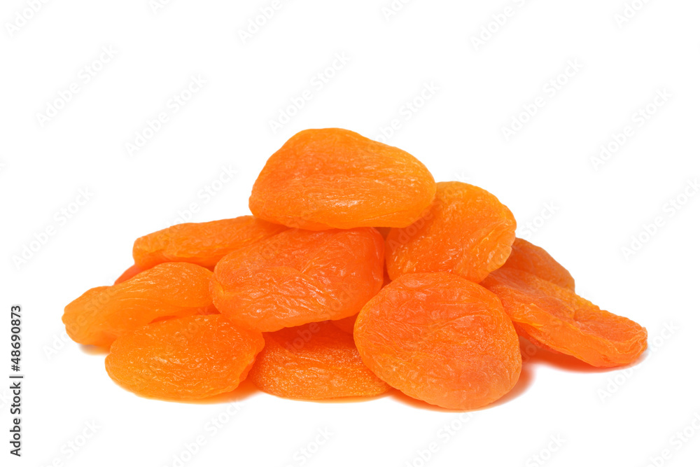Stack of dried apricots (isolated) Stack of dried apricots (isolated)