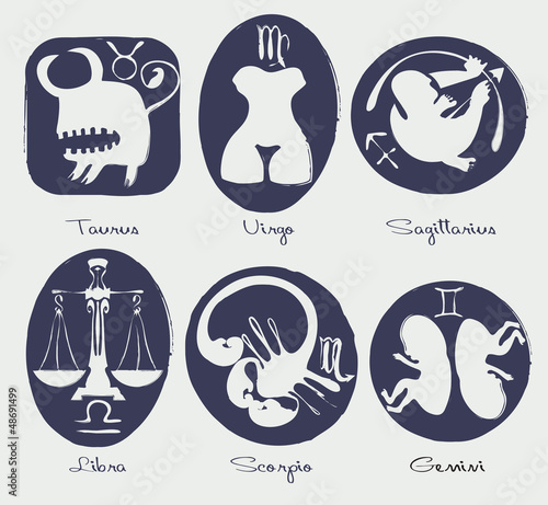 Set of funny signs of the zodiac