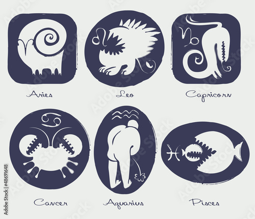 Set of funny signs of the zodiac