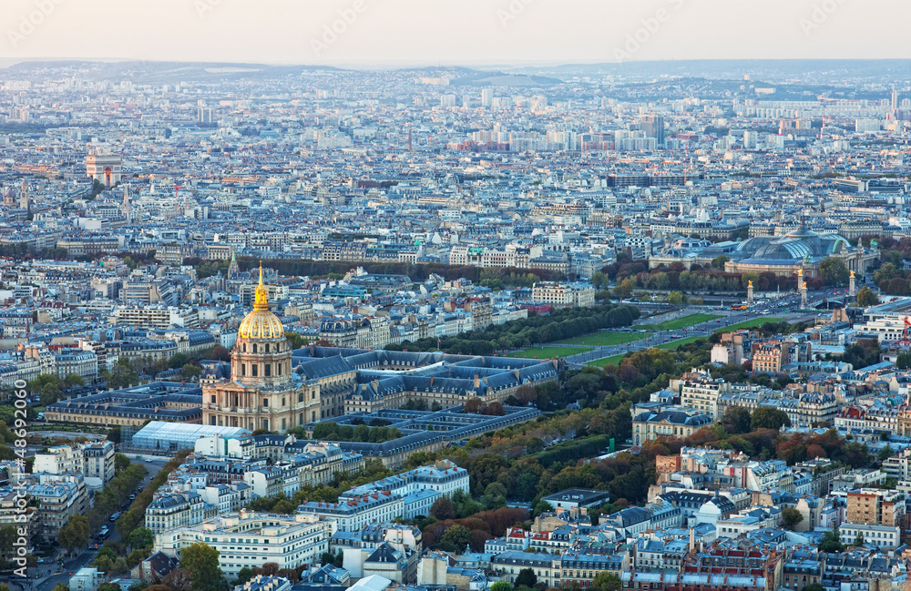  top view for historical quarter of Paris