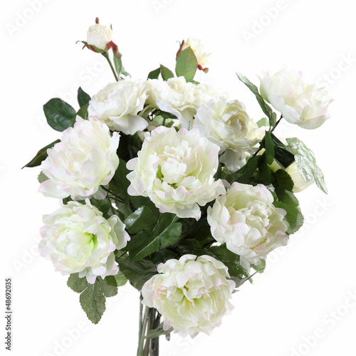 bouquet of artificial peonies on a white background