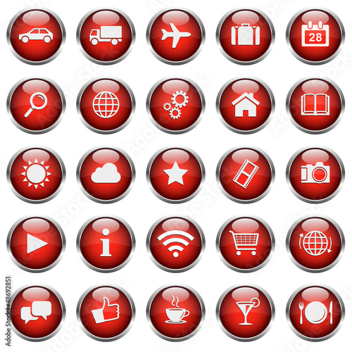 25 Basic Vektor Icons // Homepage Buttons - Red (03)