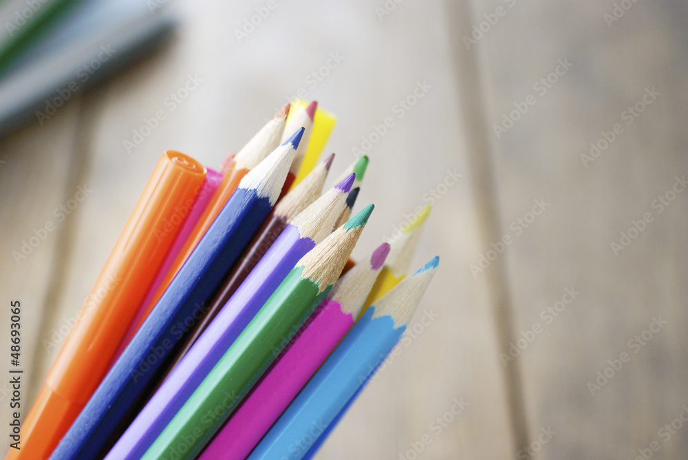 Lot of the rainbow pencils and felt-tip pens Lot of the rainbow pencils and felt-tip pens