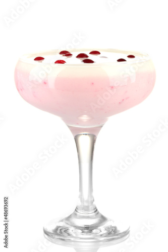 Wallpaper Mural Glass of yoghurt dessert with berries, isolated on white Torontodigital.ca