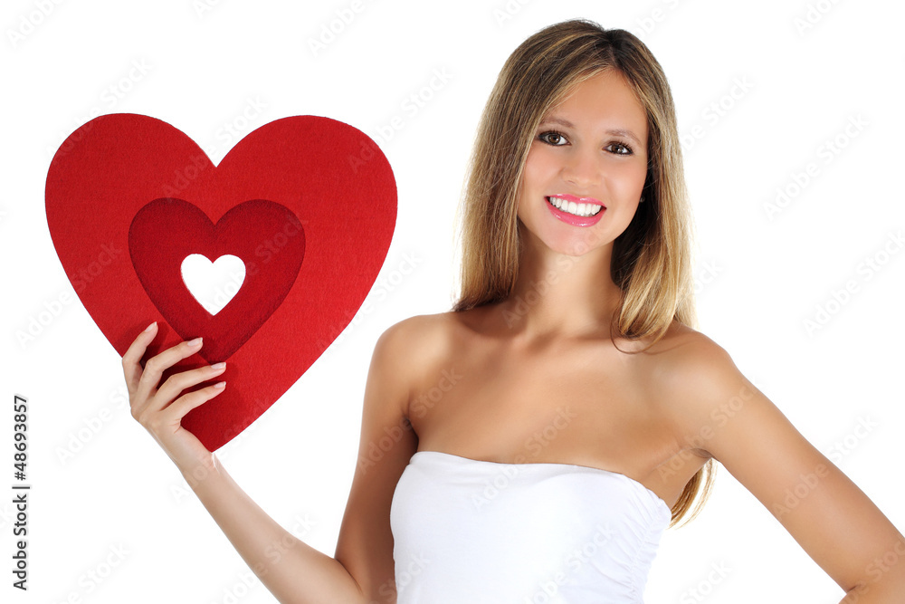 beautiful girl with heart, valentine day