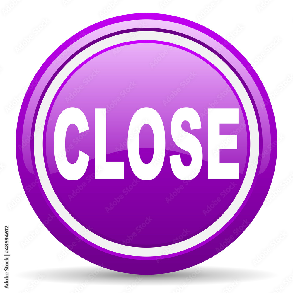 close violet glossy icon on white background close violet glossy icon on white background
