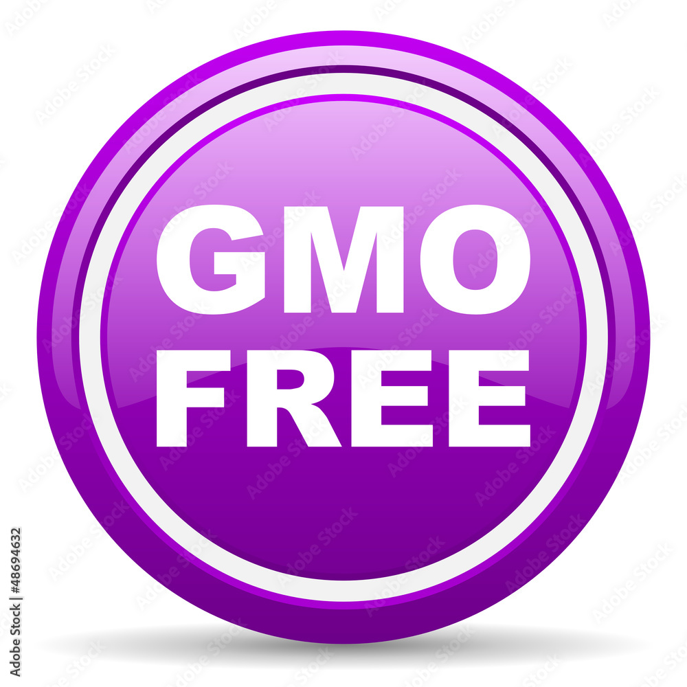 gmo free violet glossy icon on white background gmo free violet glossy icon on white background