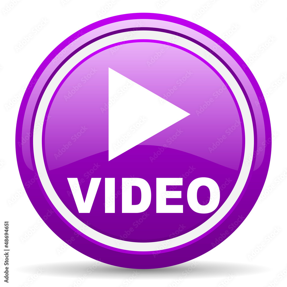 video violet glossy icon on white background video violet glossy icon on white background