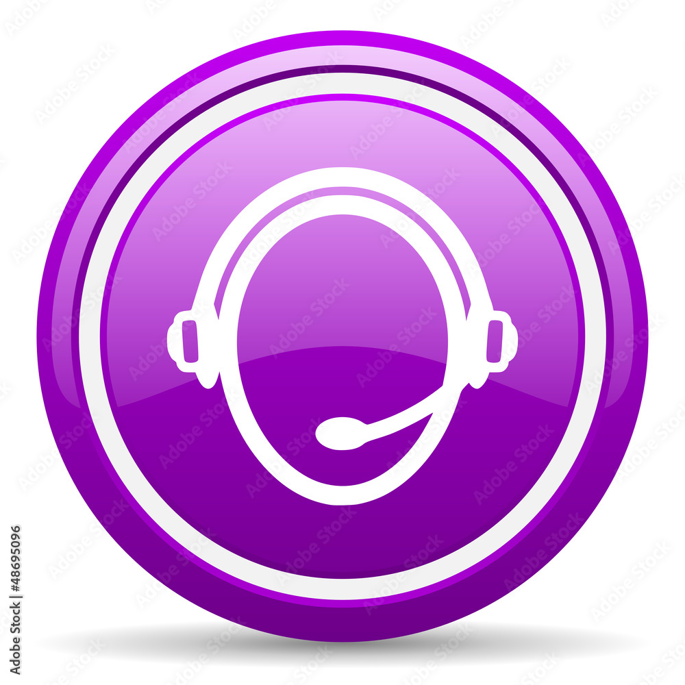 customer service violet glossy icon on white background customer service violet glossy icon on white background