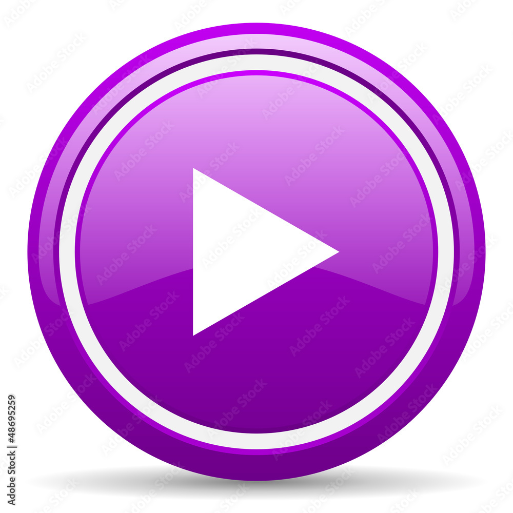 play violet glossy icon on white background play violet glossy icon on white background
