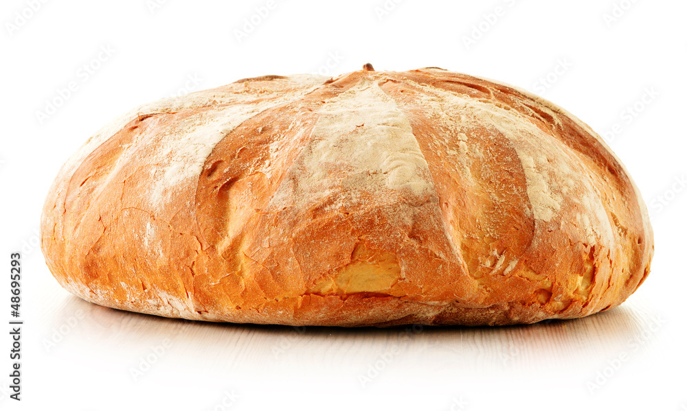 Composition with bread and rolls isolated on white