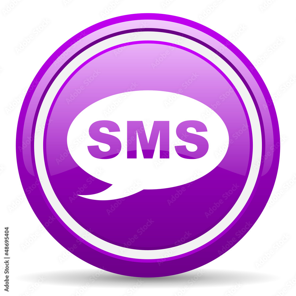 sms violet glossy icon on white background sms violet glossy icon on white background