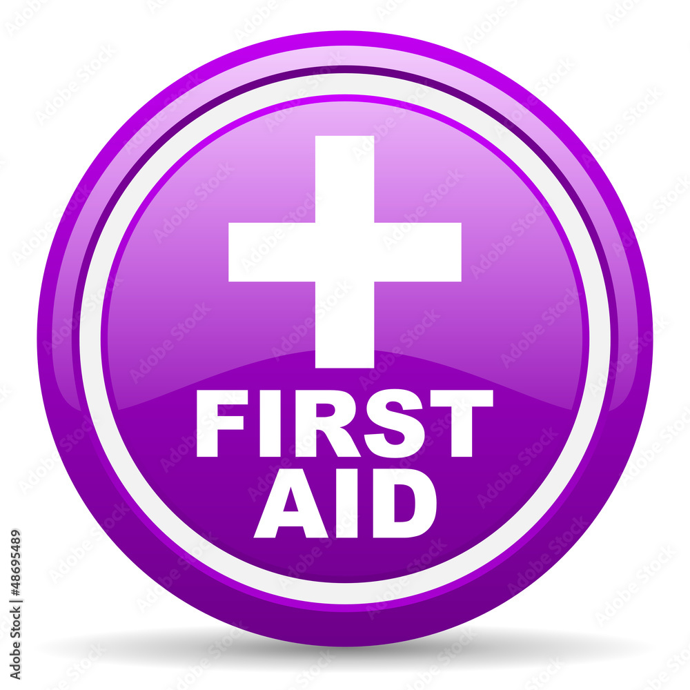 Obraz premium first aid violet glossy icon on white background