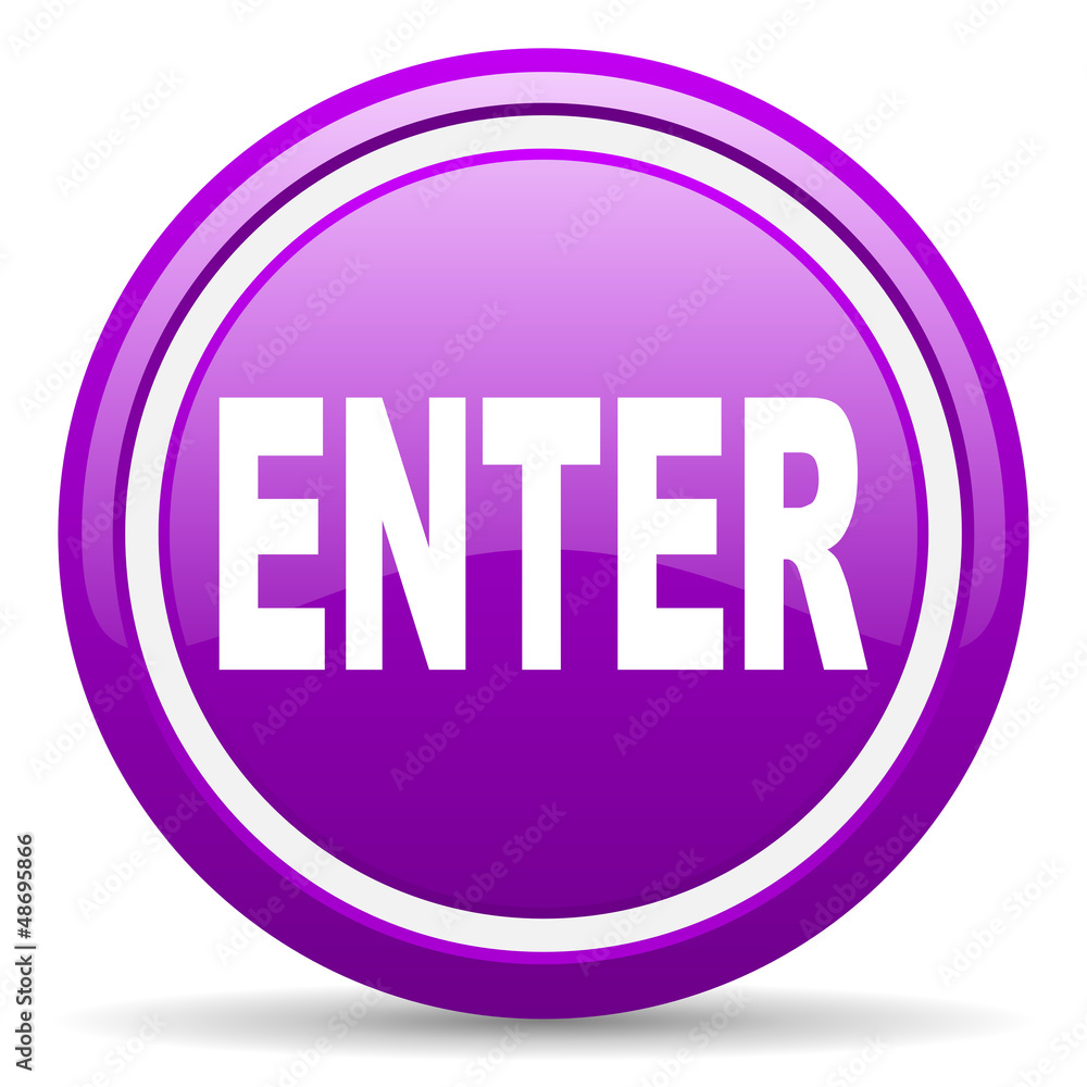 enter violet glossy icon on white background