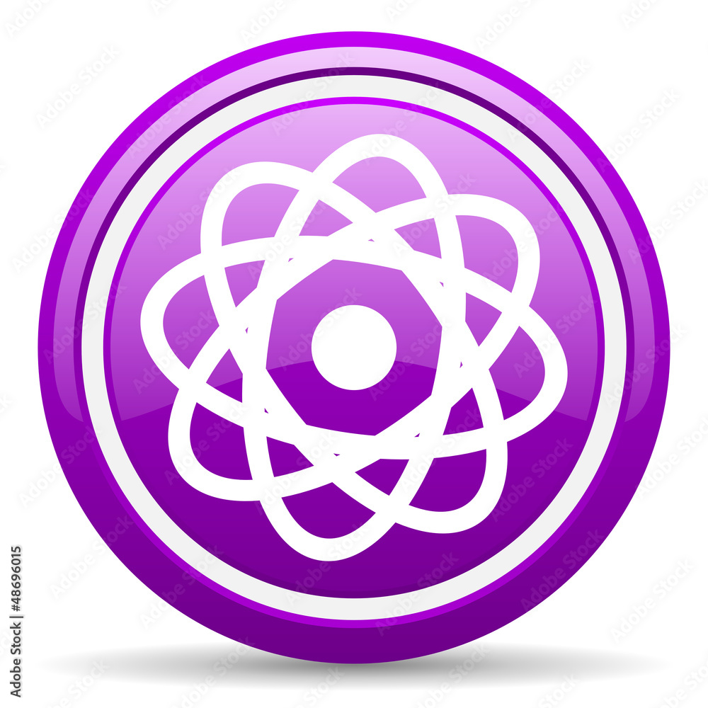 atom violet glossy icon on white background atom violet glossy icon on white background