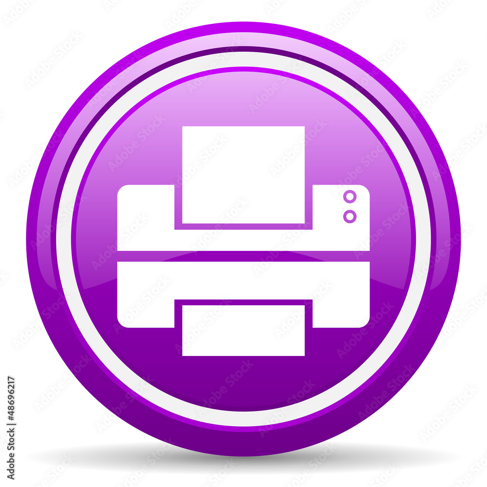 printer violet glossy icon on white background printer violet glossy icon on white background