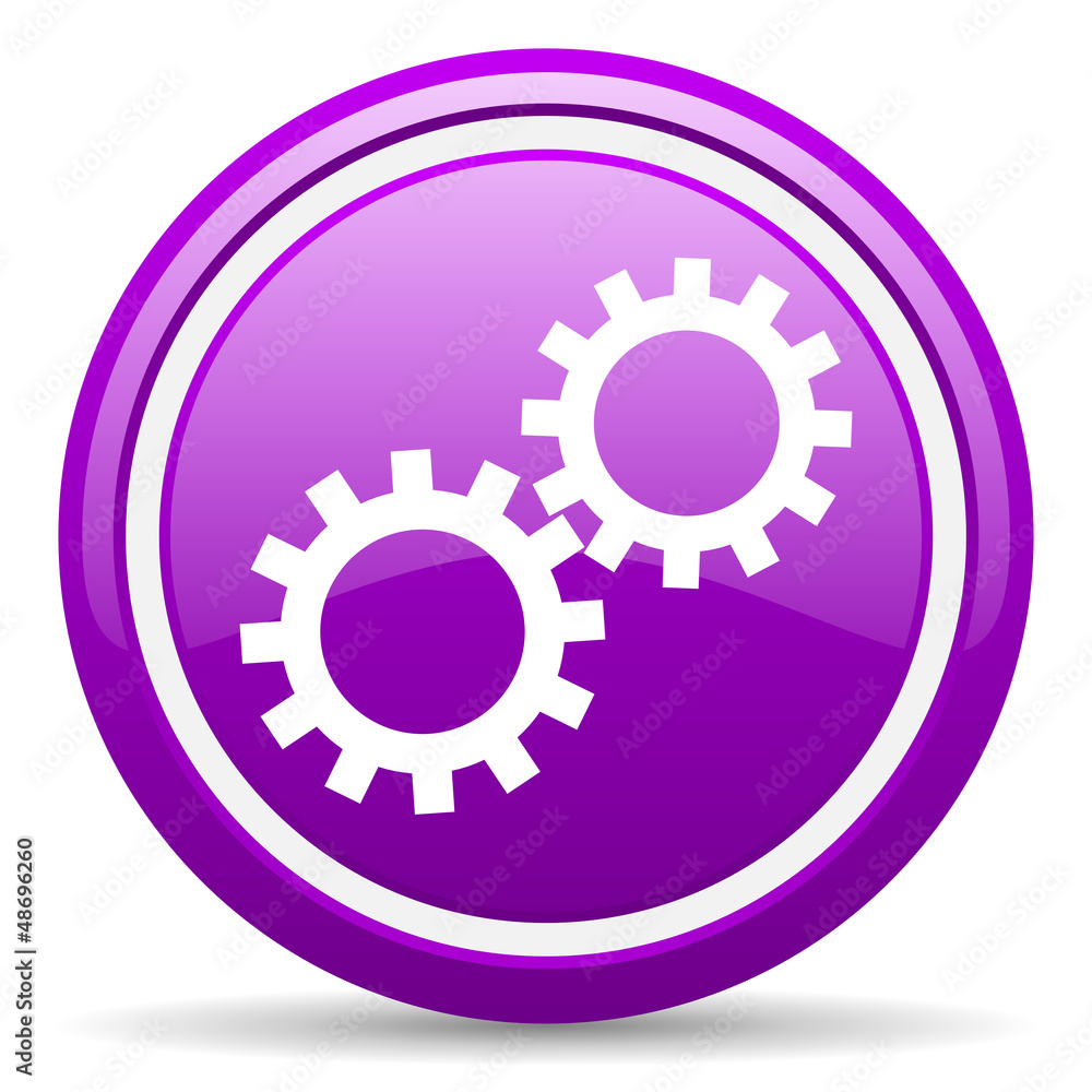 gears violet glossy icon on white background gears violet glossy icon on white background