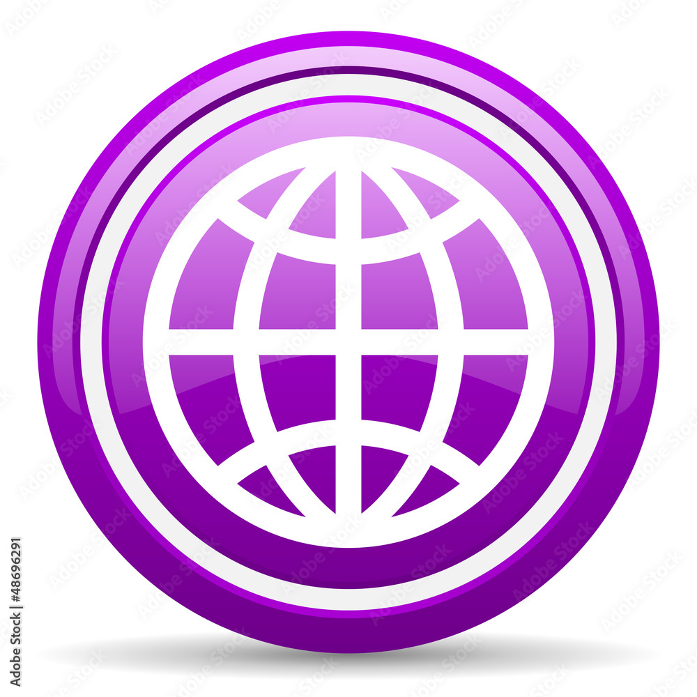 earth violet glossy icon on white background earth violet glossy icon on white background