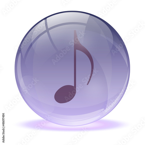 3D glass sphere and music icon