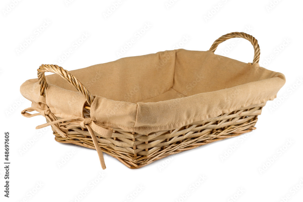 Empty wooden bread basket isolated on white background Empty wooden bread basket isolated on white background