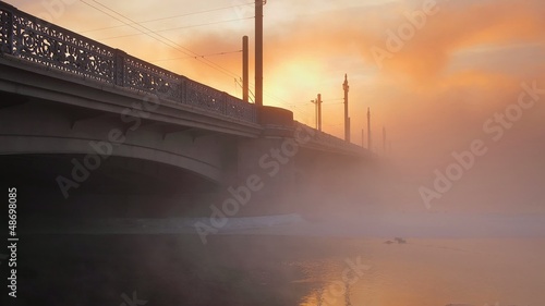 Neva river, Blagoveshensky bridge, Saint-Petersburg, Russia photo