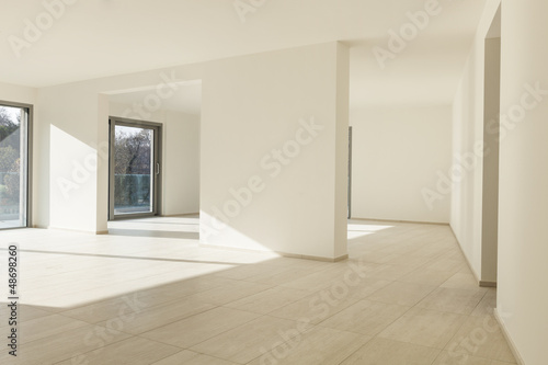 modern architecture  new empty apartment  wide room