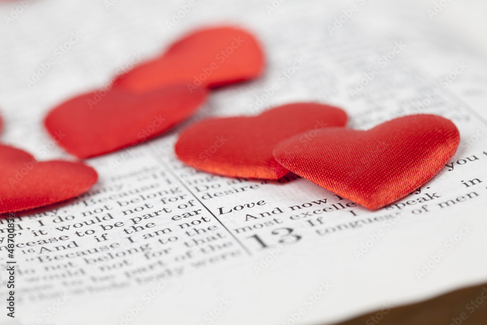 Fototapeta premium Bible and hearts