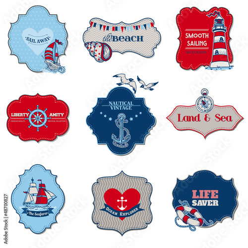 Nautical Sea Tag Elements - for scrapbook and design in vector