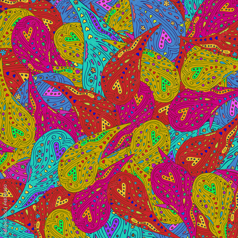 Fototapeta premium Seamless abstract hand-drawn pattern, floral indian background