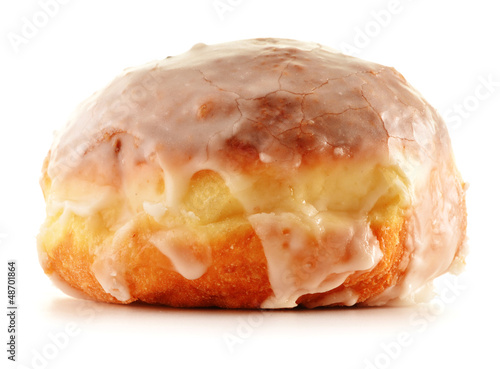 Fototapeta Fresh sweet doughnut isolated on white