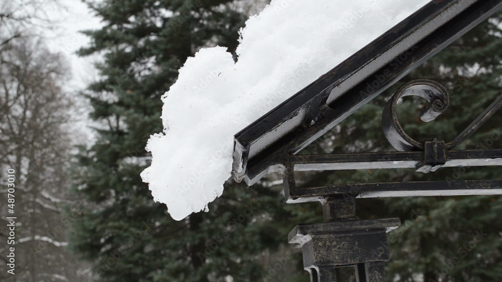 retro steel decor house roof winter snow melt spring water drop retro steel decor house roof winter snow melt spring water drop
