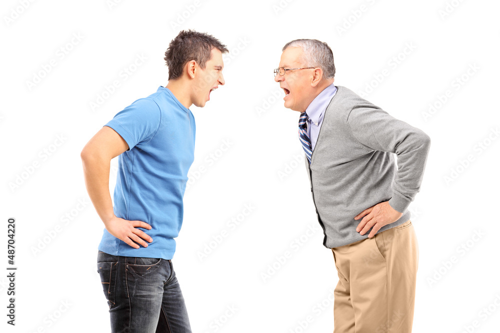 Angry father and son having an argument Angry father and son having an argument